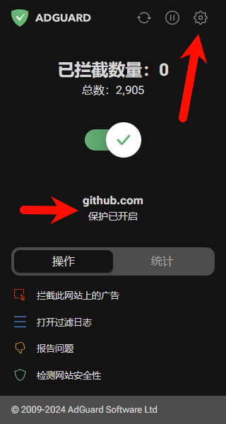 AdGuard 插件主页面